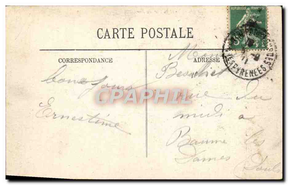 CPA Lourdes Vue Generale et le Pic du Jer — Verso