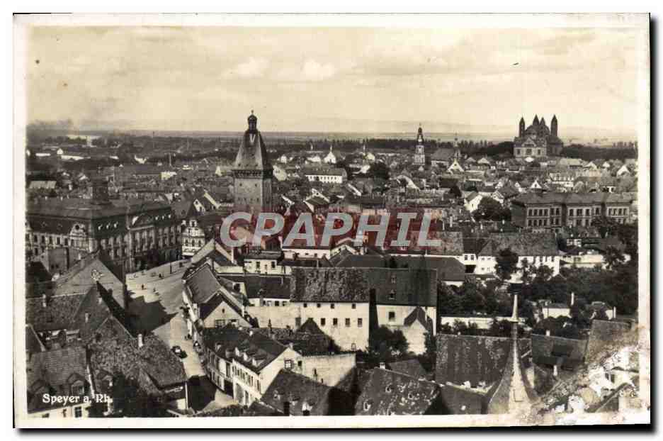 Spéyer a. Rh. — vue aérienne de la ville — Verlag von Emil Hartmann, Mannheim, N° 82 - Anverso