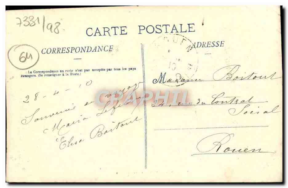 CPA Pau Vue Sur les Coteaux — Verso