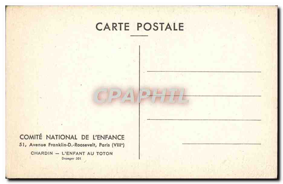 L'Enfant au Toton — Chardin — Comité National de l'Enfance, Paris — Verso