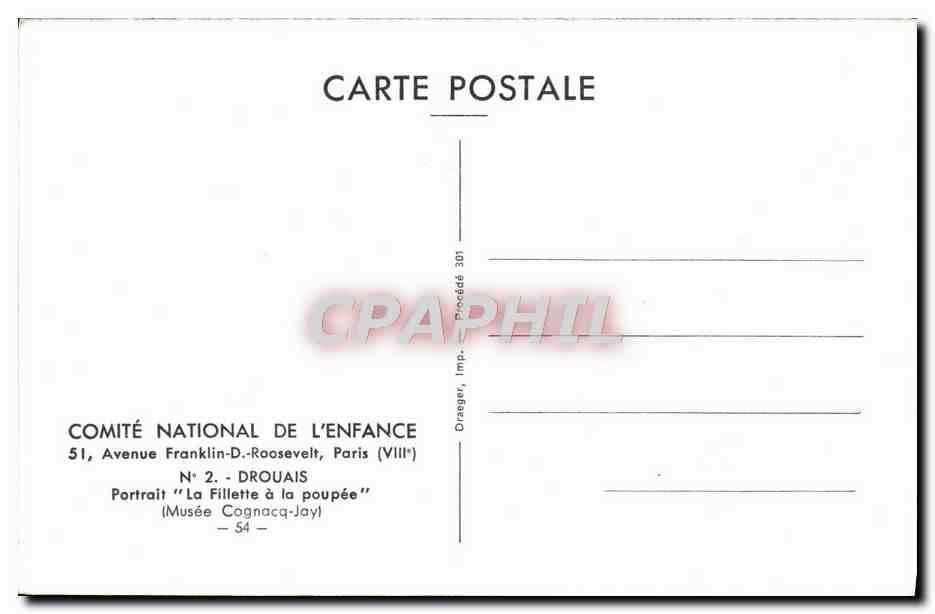 CPM Drouais Portrait La fillette a la poupee Cognacq Jay — Rückseite
