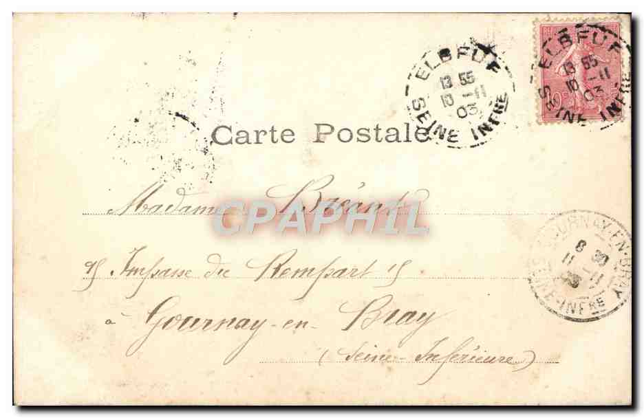CPA Le Sommeil De Grand Maman Enfant Femme — Verso