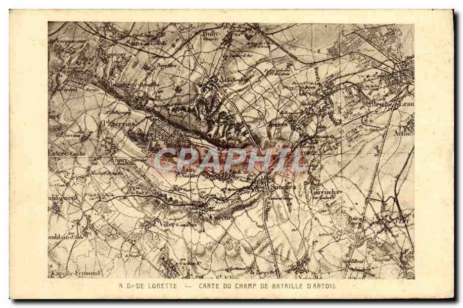 CPA ND De Lorette Carte Du Champ De Bataille d'Artois