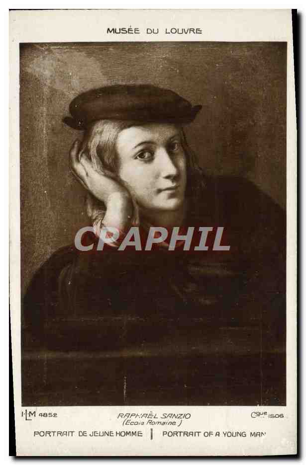 CPA Musee Du Louvre Paris Raphael Sanzio Portrait de jeune homme