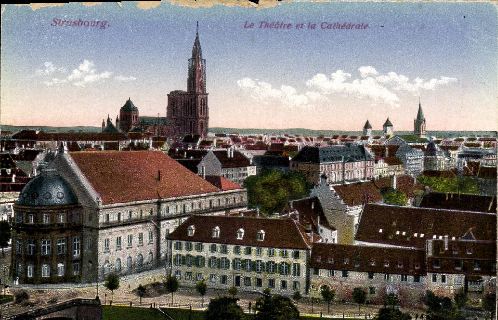 CPA Strasbourg Le Theatre et la Cathedrale