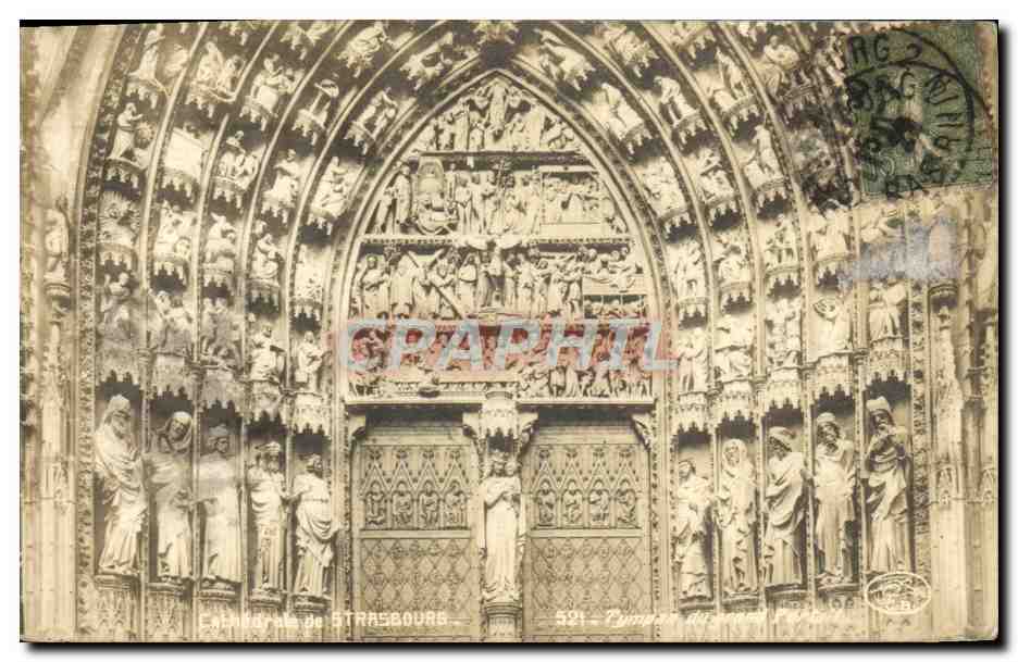 CPA Strasbourg Cathedrale Tympan du grand portail