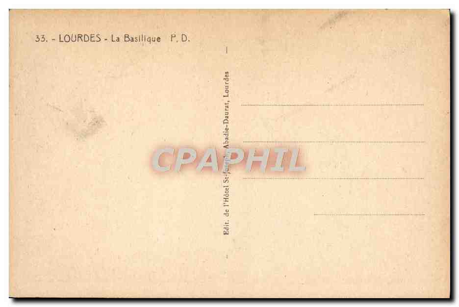 CPA Lourdes La Basilique — Verso
