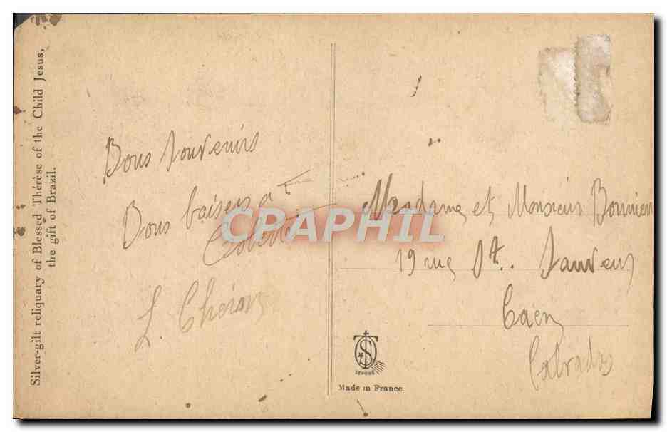CPA Petite Chasse De L'Entant Jesus Lisieux  — Verso