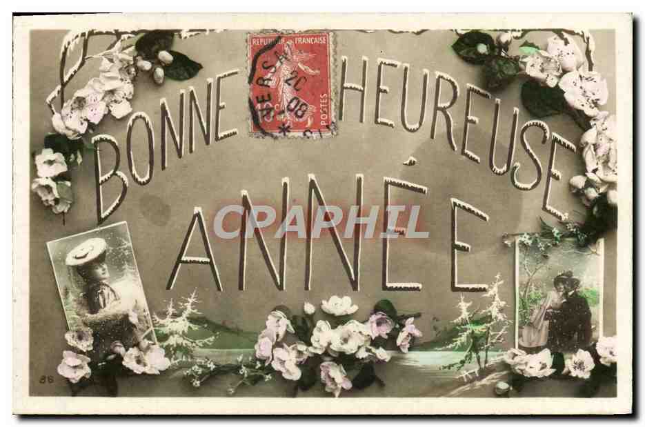 CPA Fantaisie Fleurs Bonne Heureuse Annee