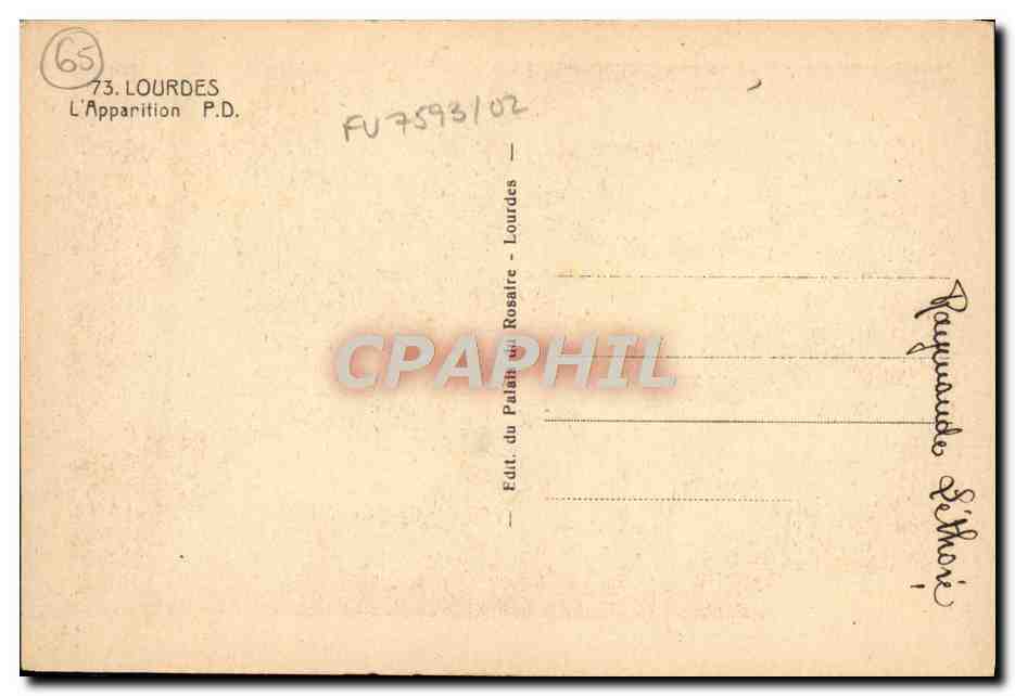 CPA Lourdes L'Apparition — Verso