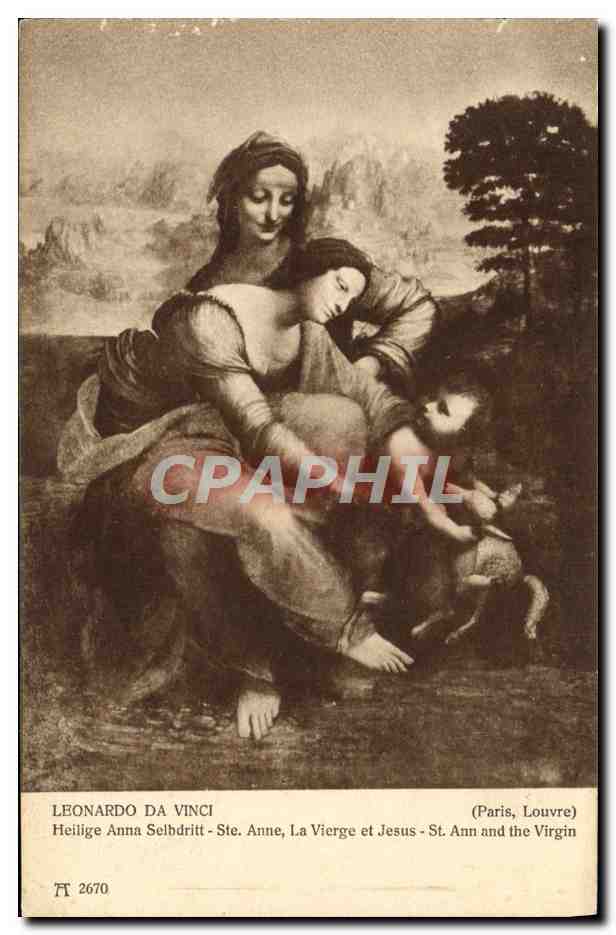 CPA Leonardo Da Vinci Heilige Anna Selbdritt Ste Anne La Vierge Et Jesus Paris Louvre