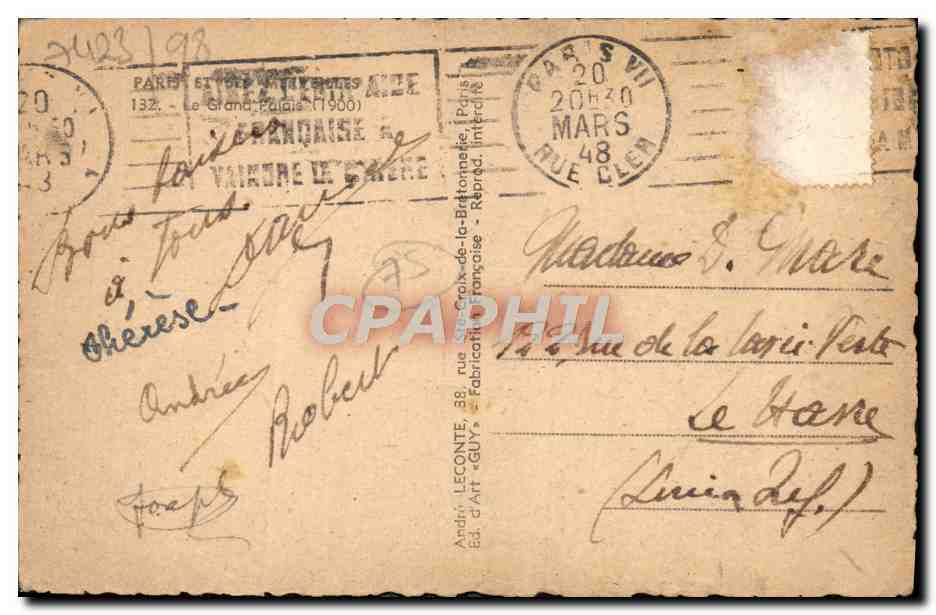 CPM Paris Et Des Le Grand Palais — Verso