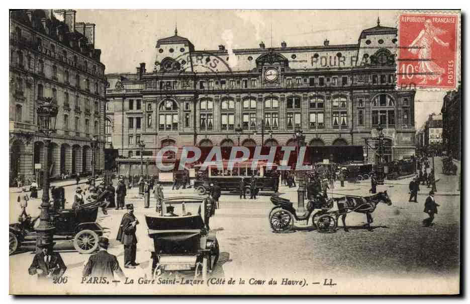 Paris — La Gare Saint-Lazare (Côté de la Cour du Havre) — LL.