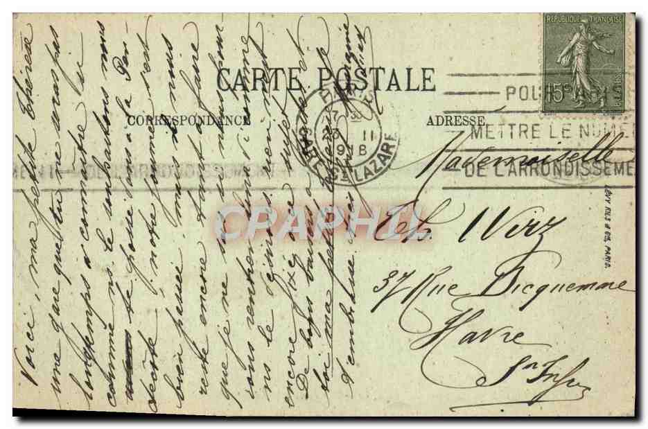 París (VIII) — La Estación Saint-Lazare y la Cour de Roma — LL. — Reverso