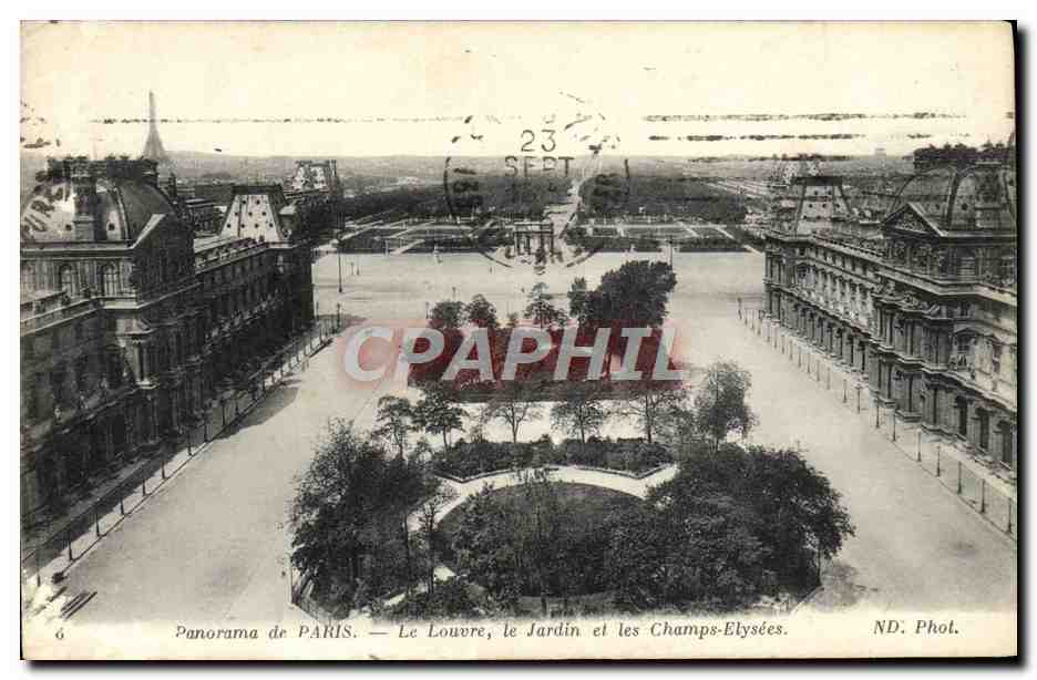 CPA Panorama De Paris Le Louvre Le Jardin Et Les Champs Elysees
