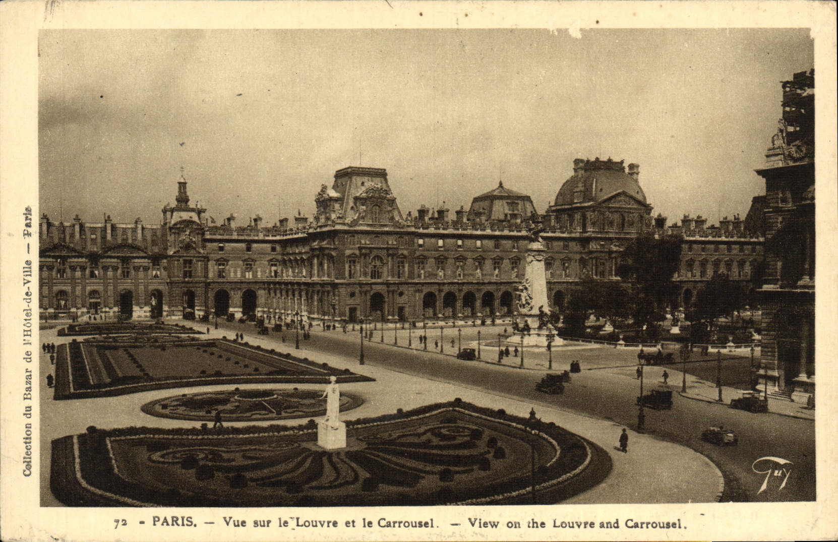 CPA Paris Vue Sur Le Louvre Et Le Carrousel Bazar de l'hotel de ville BHV