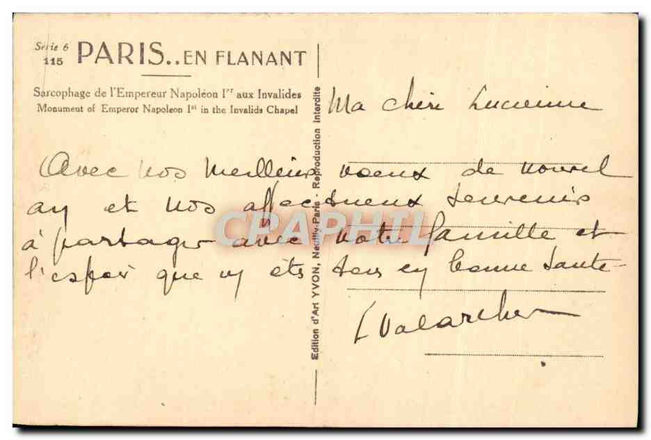 CPA Paris En Flanant Sarcophage De l'Empereur Napoleon 1er — Rückseite