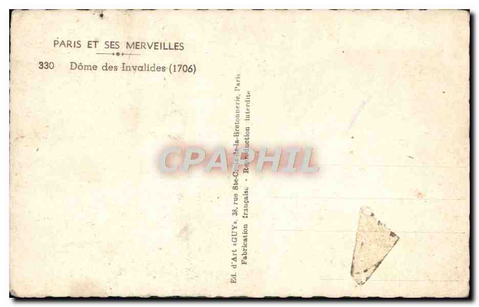 CPM Paris Et Ses Merveilles Dame Des Invalides — Rückseite