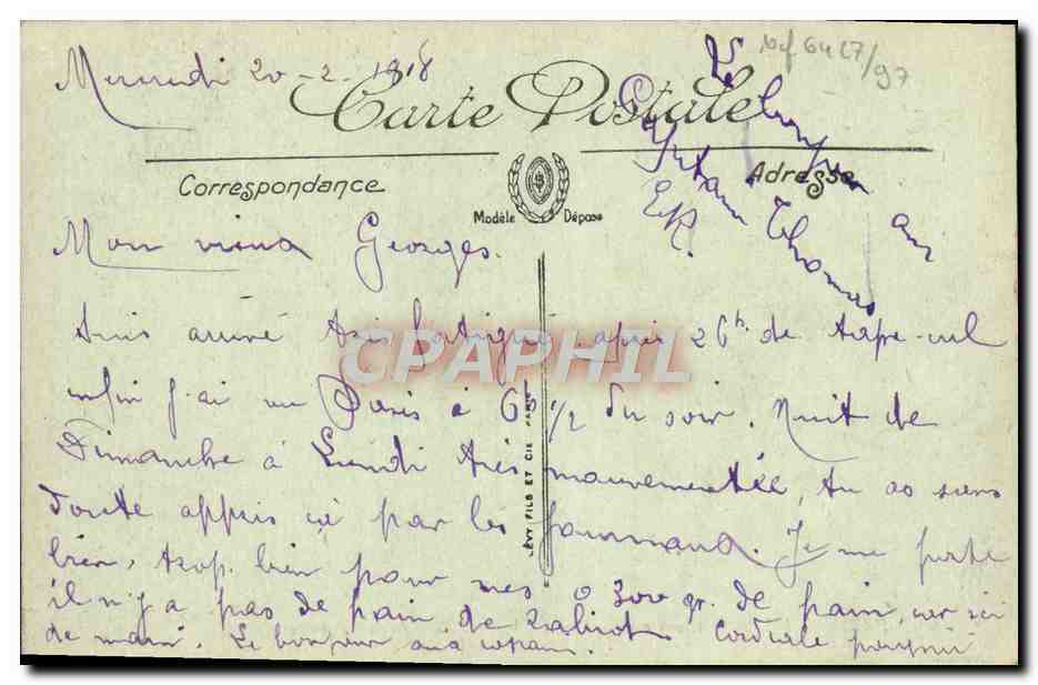 CPA Paris L'Hotel De Cluny — Rückseite