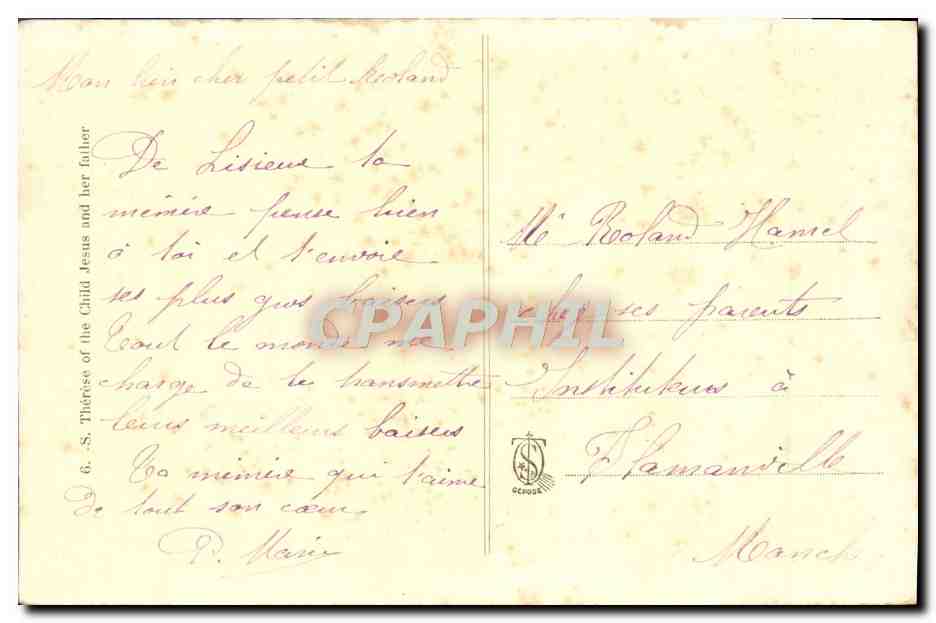 CPA Sainte Therese De l'Enfant Jesus A 15 Ans Et Son Pere — Rückseite