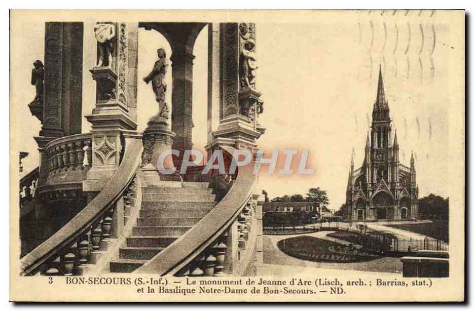 CPA Bon Secours Le Monument De Jeanne d'Arc Et La Basilique Notre Dame De Bon Secours