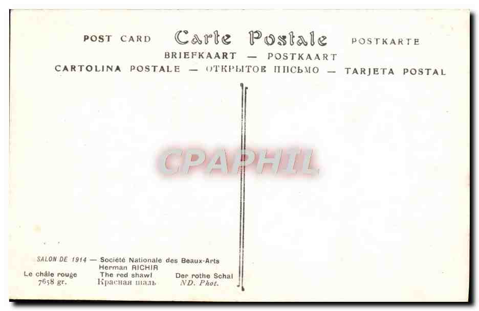 CPA Salon De 1914 Herman Richir Le chale rouge — Verso