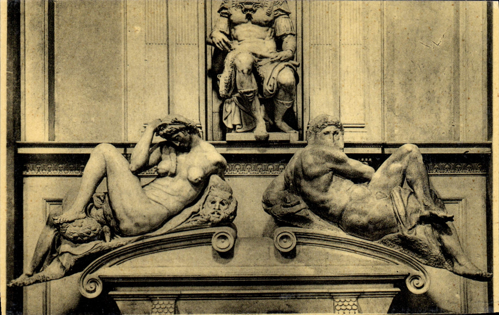Nacht und Tag — Detail des Grabes von Julien de Médicis — Verleger Lévy-Neurdein, n° 6
