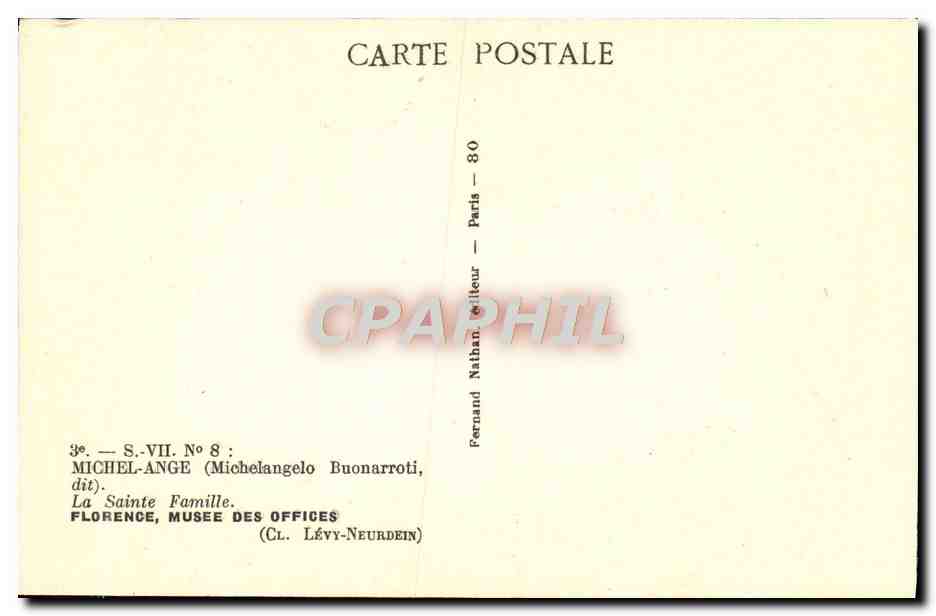 CPA Michel Ange Florence Musee Des Offices la Sainte Famille — Verso