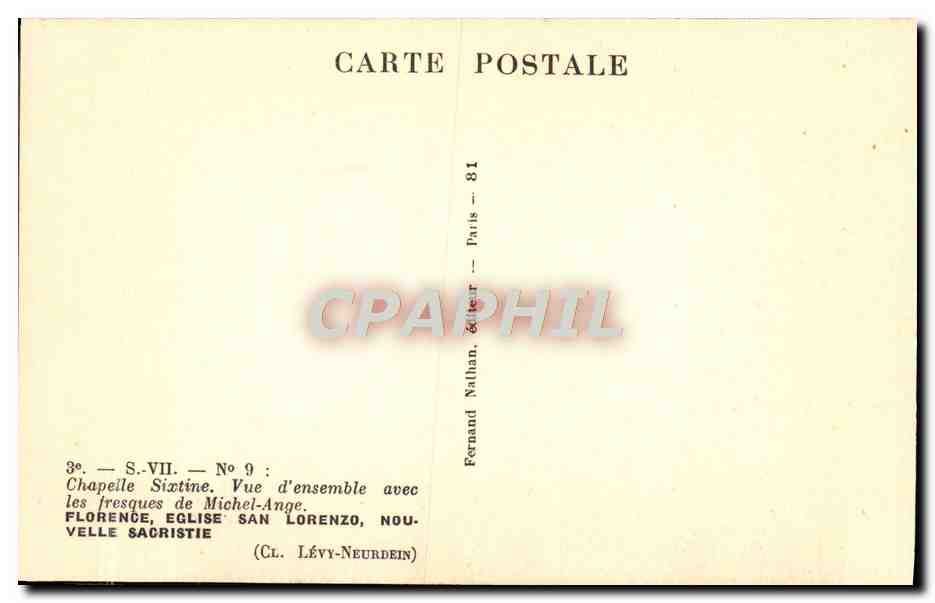 CPA Michel Ange Florence Eglise San Lorenzo Nouvelle Sacristie Les fresques de Michel Ange — Verso