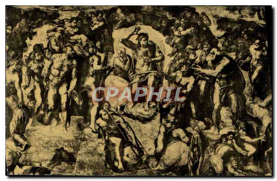 CPA Michel Ange Rome Palais Du Vatican Chapelle Sixtine le Christ et la vierge entoures de Saints