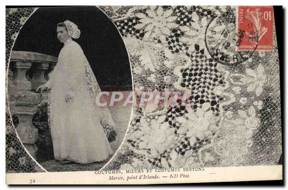CPA Coutumes Moeurs Et Costumes Bretons Mariee Point d'Irlande Folklore