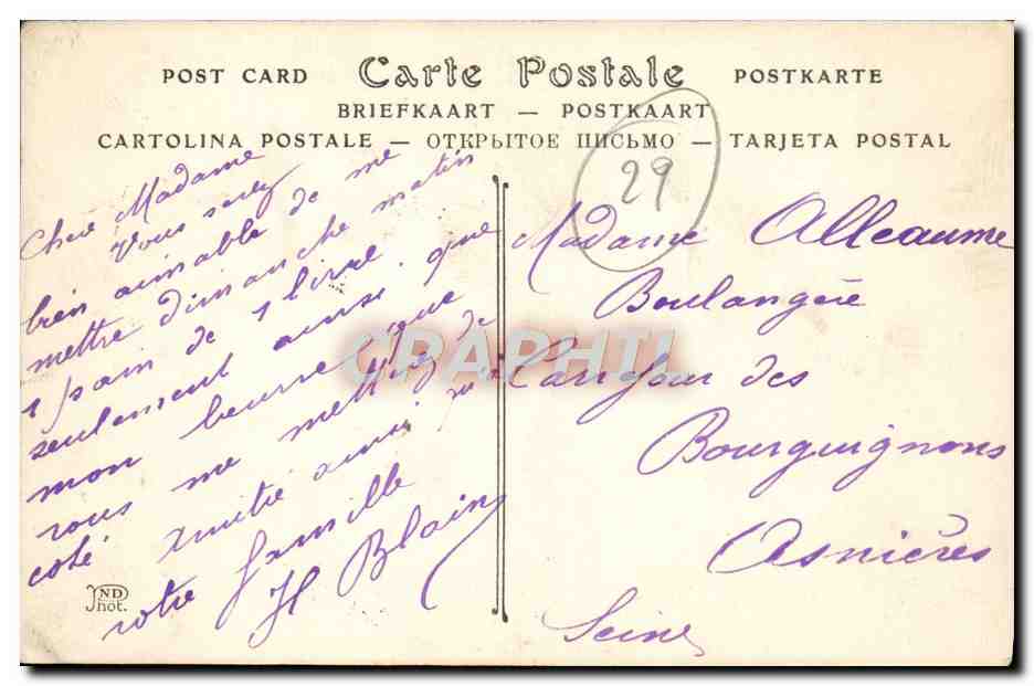 CPA Coutumes Moeurs Et Costumes Bretons Mariee Point d'Irlande Folklore — Rückseite