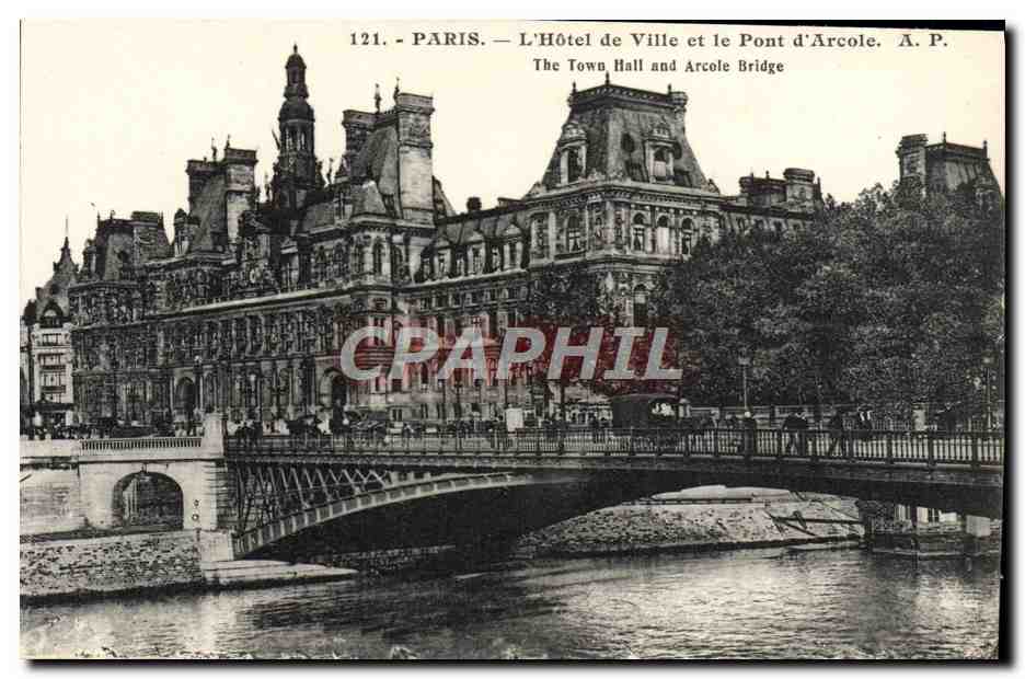 CPA Paris L'Hotel De Ville Et Le Pont D'Arcole