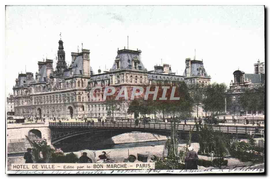 CPA Hotel De Ville Par Le Bon Marche Paris Marche aux fleurs