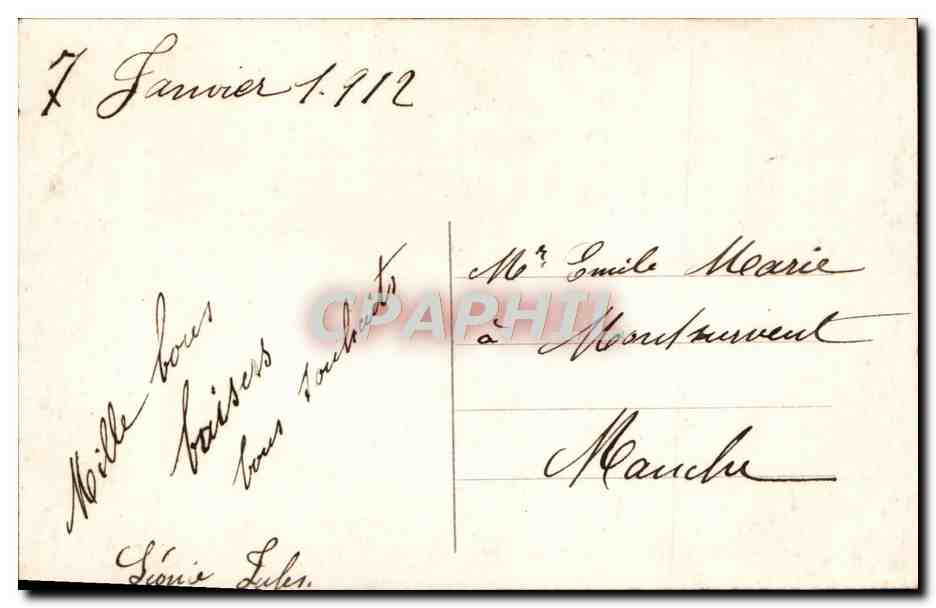 Jeune femme tenant un bouquet — 'Du fond du cœur' — éditeur inconnu, n° 7503 — Verso