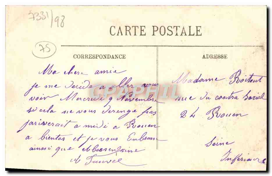 Inondations de Paris (Janvier 1910) — Quai des Grands Augustins — LL. — Verso