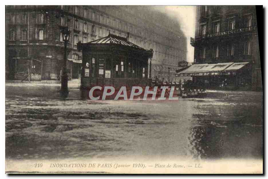 Inondations de Paris (Janvier 1910) — Place de Rome — LL. — n° 210