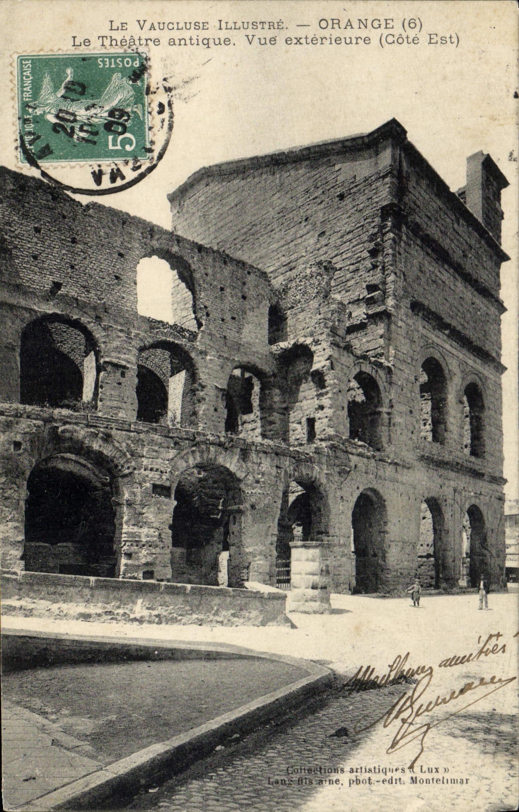 Das antike Theater — Außenansicht (Ostseite) — Künstlerische Sammlung « Lux », Foto. Lanz fils aîné, Montélimar