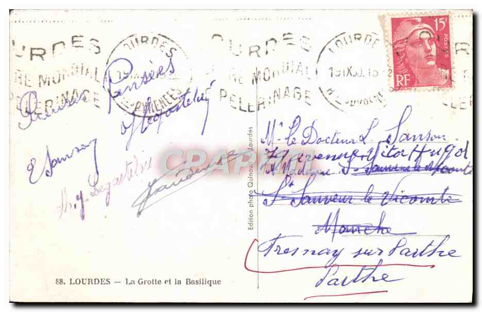 CPA A La Grotte J'Ai Benie Prie Pour Vous Lourdes — Verso