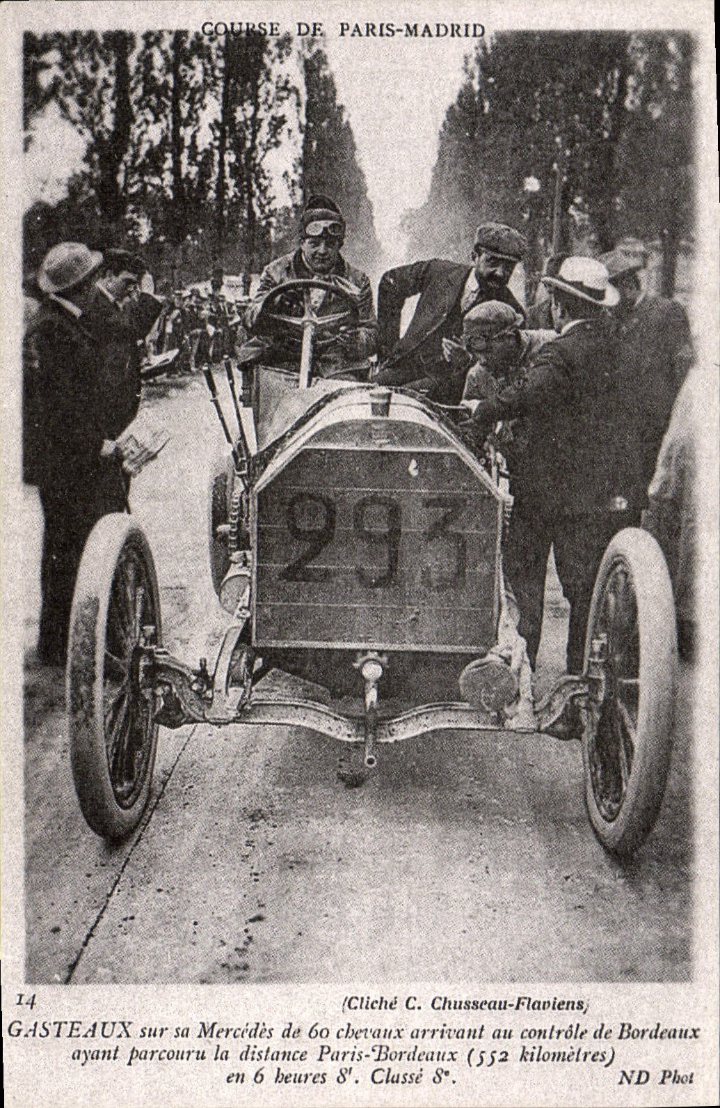 REPRO Course De Paris Madrid Gasteaux Sur Sa Mercedes de 60 chevaux Automobile 