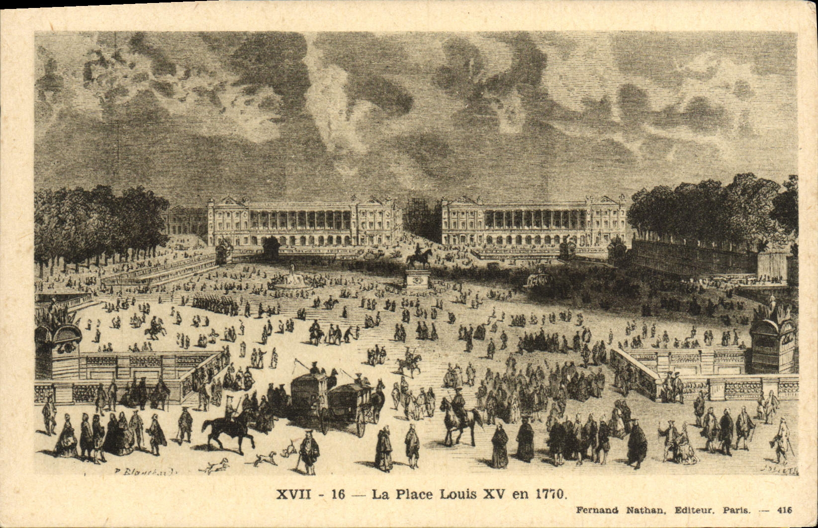 CPA Versailles La place louis XV en 1770