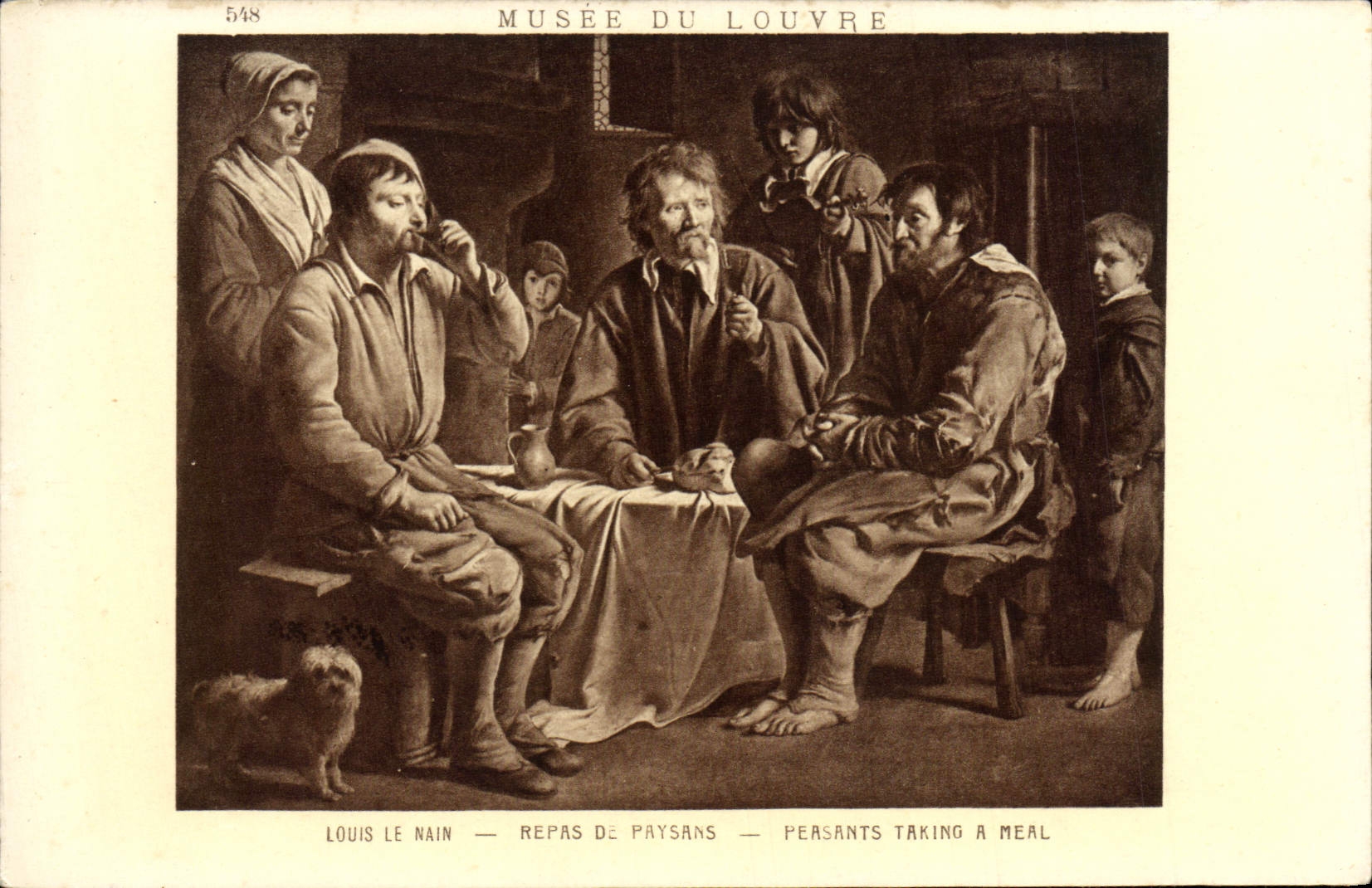 CPA Louis le Nain Repas de paysans Chien Paris Musee du Louvre