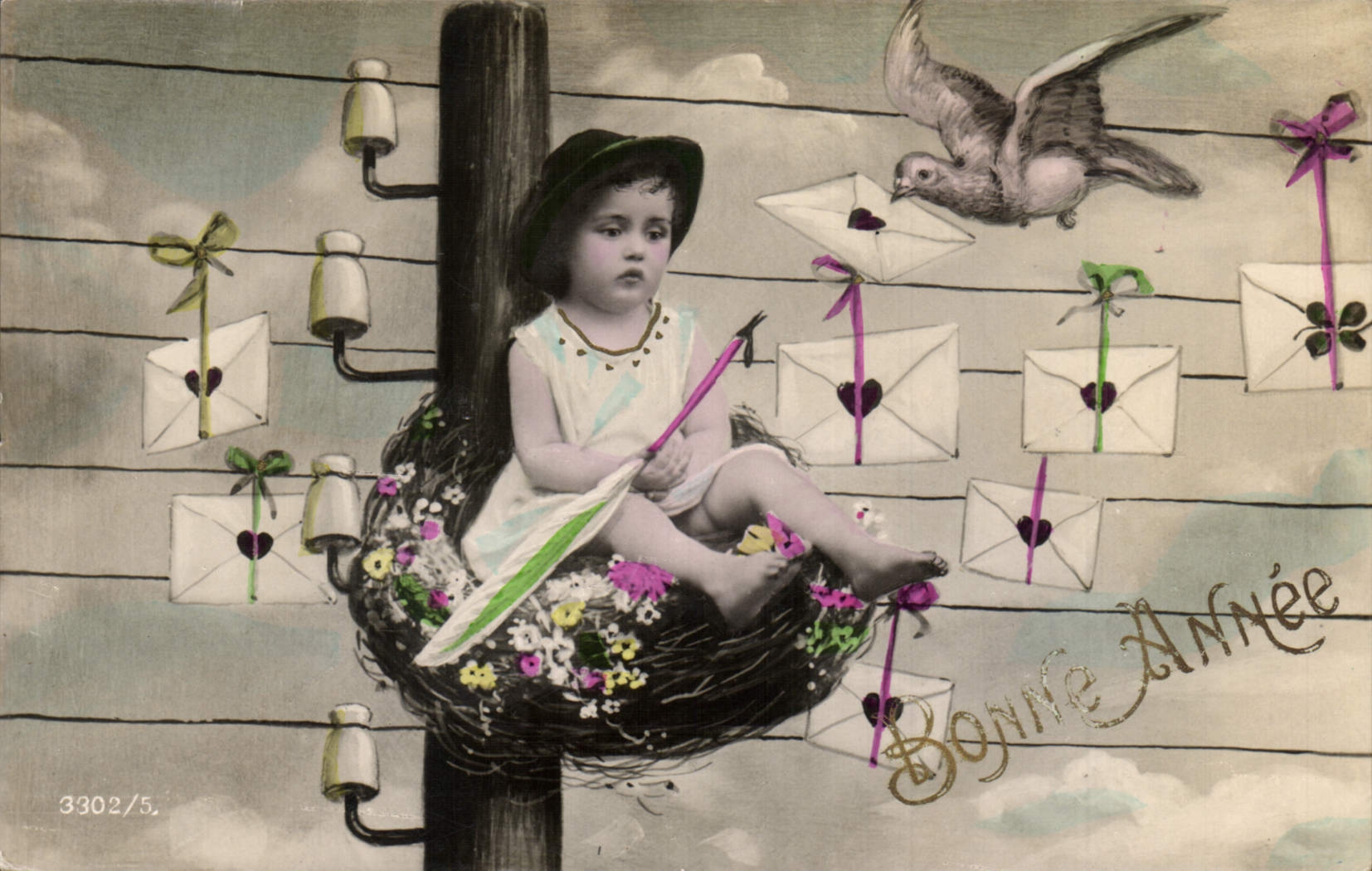 CPA Fantaisie Enfant Telegrapge Colombe 