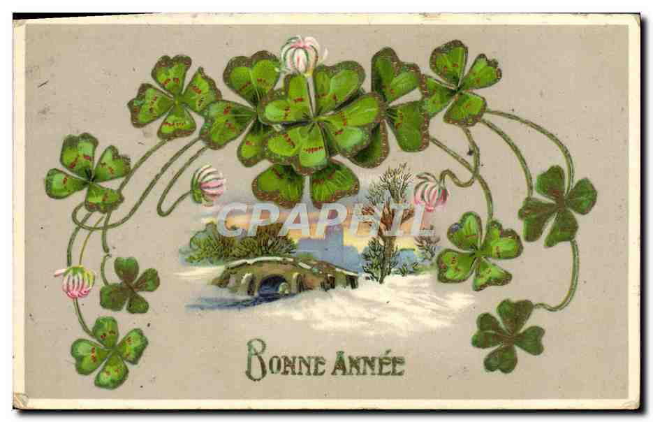 CPA Fantaisie Fleurs Trefles