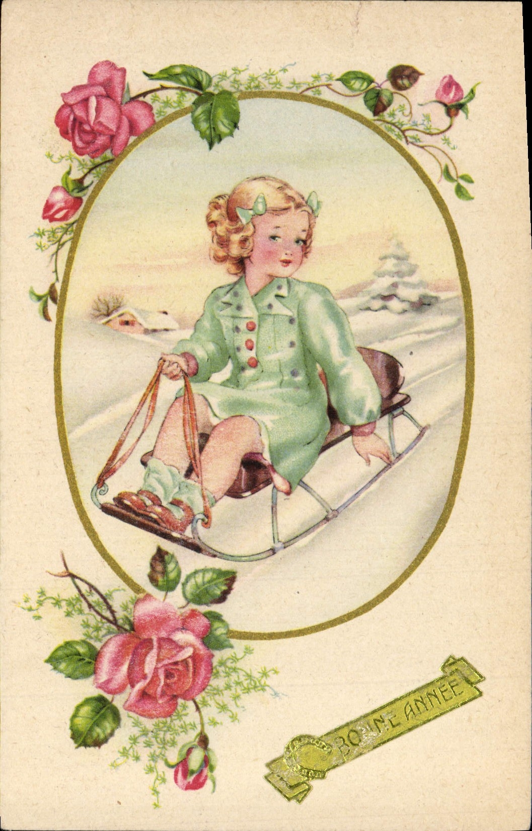CPA Fantaisie Enfant Luge