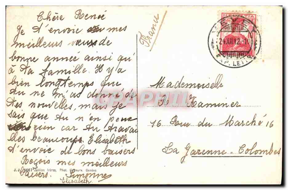CPA Fantaisie Enfants Traineau Ane Mule  — Rückseite