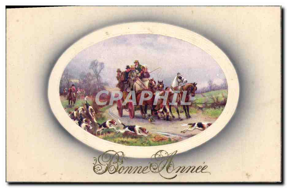 Chasse à courre — Bonne Année — Carte postale
