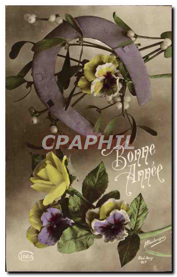 CPA Fantaisie Fleurs Fer a cheval