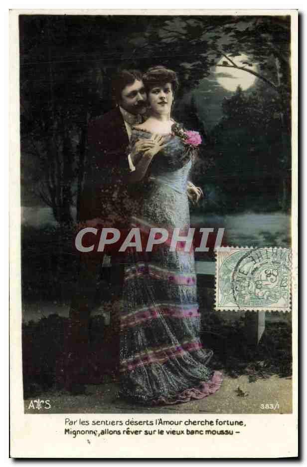 Amour et Mignonne sur un banc moussu — ATFS, n° 383/1