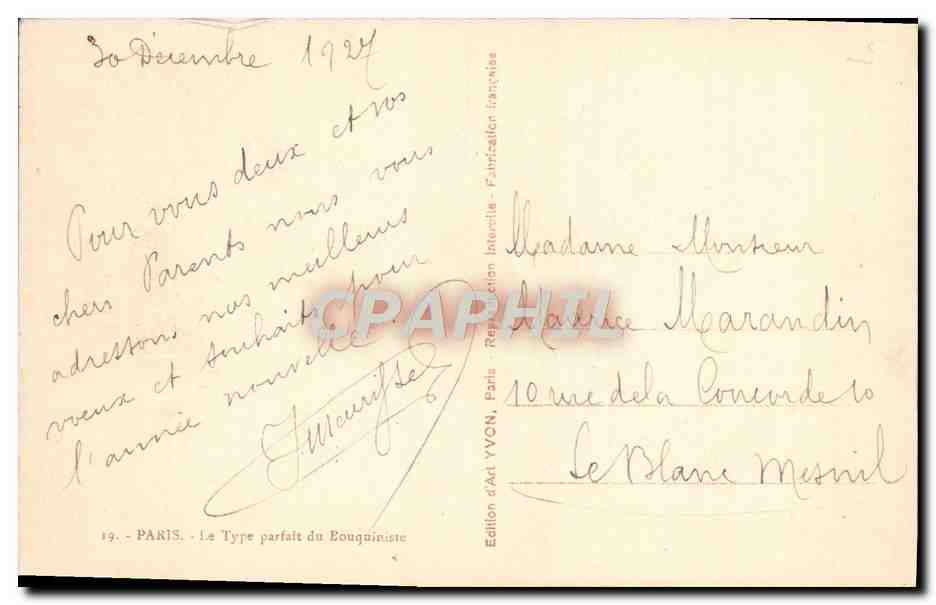 CPA Fantaisie Paris Notre Dame Bouquiniste — Rückseite